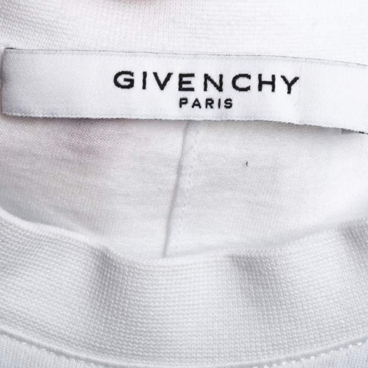 Pre Owned Givenchy White Cotton Star Print Crew Neck T Shirt M 