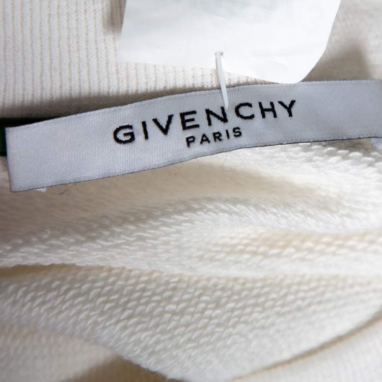 Pre Owned Givenchy Cream Flying Cat Print Cotton Sweater Dress S