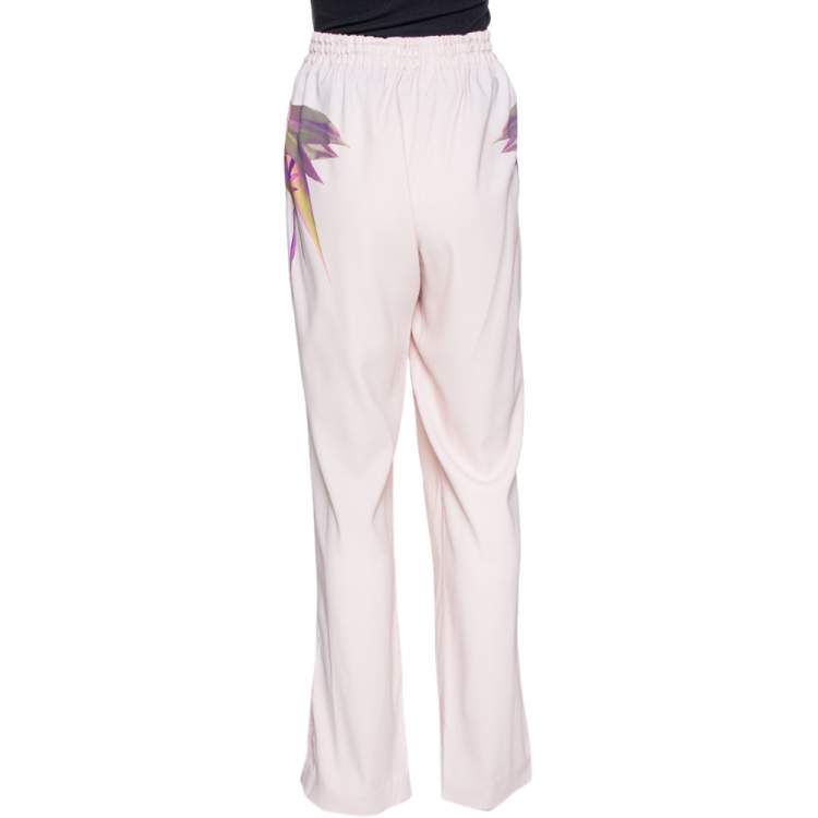 Pre Owned Givenchy Rose Pink Crepe Birds of Paradise Trousers L