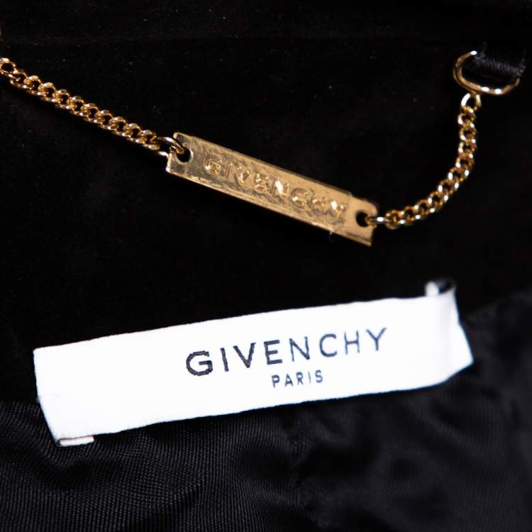 Pre Owned Givenchy Metallic Suede & Leather Patch Detail Cropped Jacket L