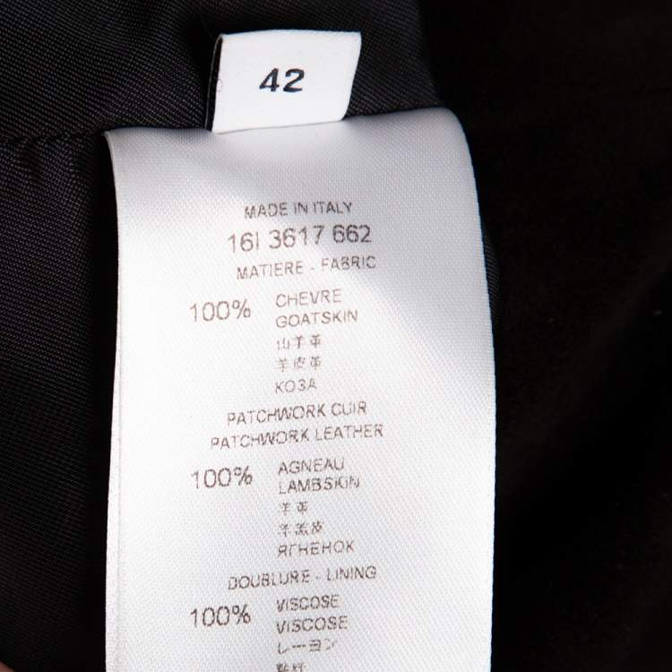 Pre Owned Givenchy Metallic Suede & Leather Patch Detail Cropped Jacket L