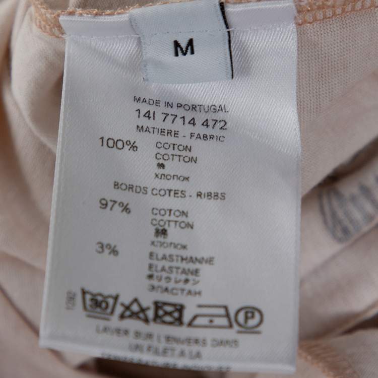 Pre Owned Givenchy Peach Butterfly Print Cotton Crew Neck T-Shirt M