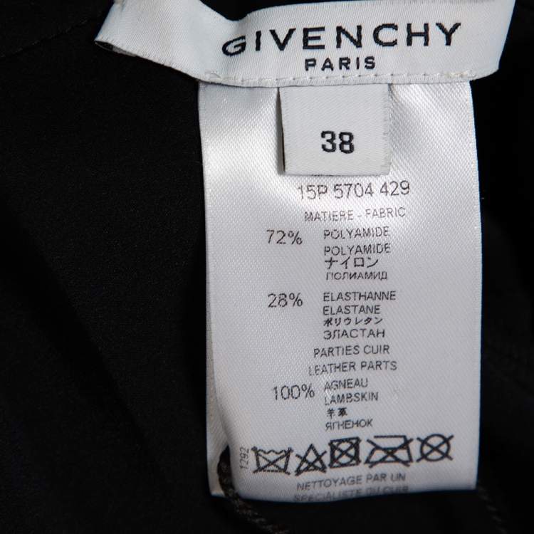 Pre Owned Givenchy Black Leather & Jersey Elasticized Waist Shorts M