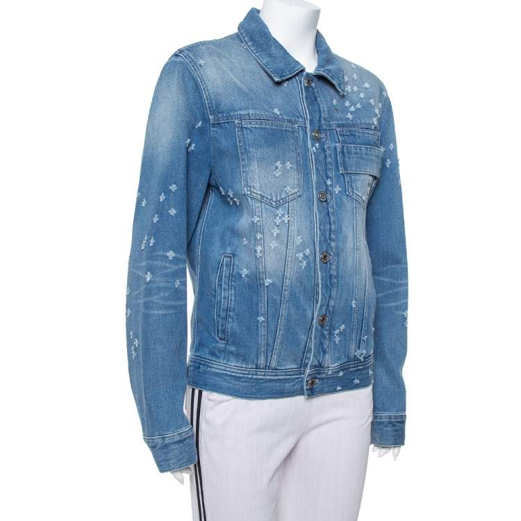 Givenchy Blue Denim Distressed Button Front Jacket M Givenchy | TLC