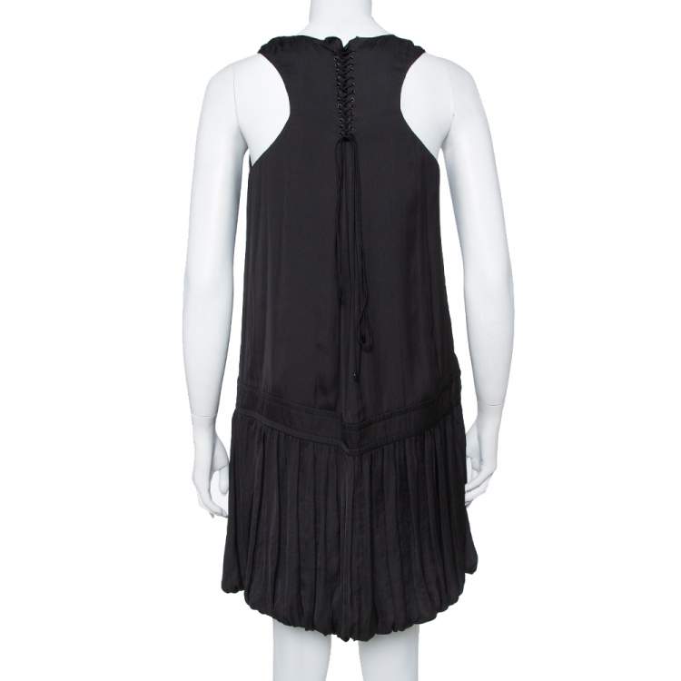Pre Owned Givenchy Black Chiffon Cross Tie Detail Drop Waist Sleeveless Dress M