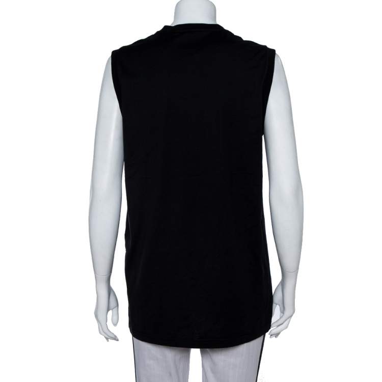 Pre Owned Givenchy Black Rottweiler Print Sleeveless T-Shirt XS 