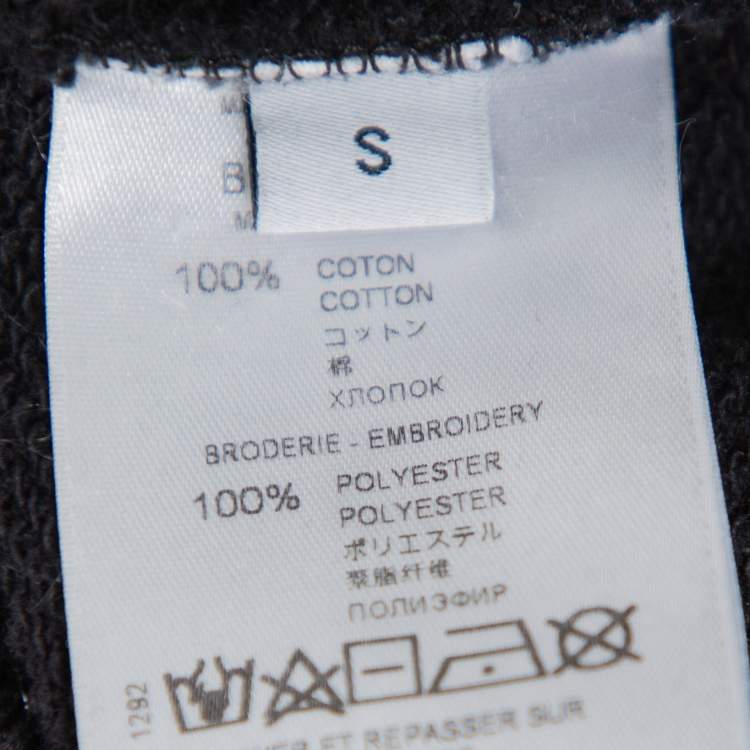 مملوكة مسبقًا Givenchy Black Cotton Logo Embroidered Contrast Detail Hooded Sweatshirt S