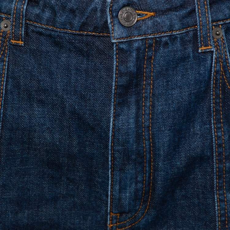 Pre Owned Givenchy Navy Blue Denim Raw Edge Detail Classic Shorts M