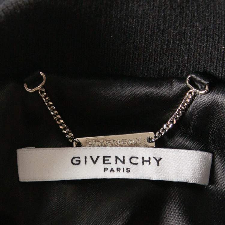 Pre Owned Givenchy Black Wool Love Printed Bomber Jacket M