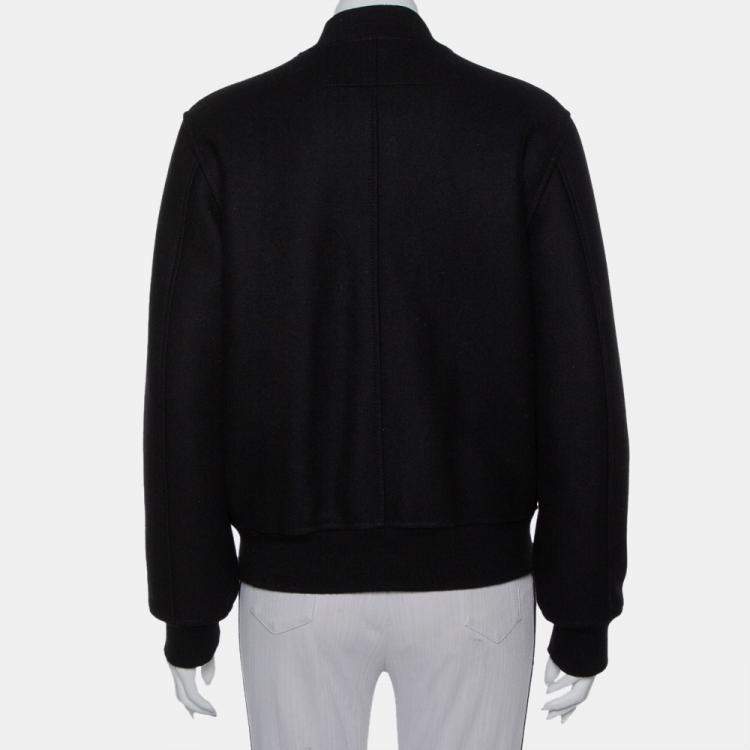 Pre Owned Givenchy Black Wool Love Printed Bomber Jacket M