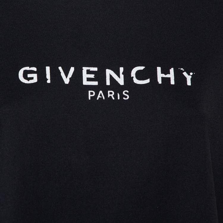 Pre Owned Givenchy Black Cotton Blurred Logo Printed Crewneck T-Shirt XL