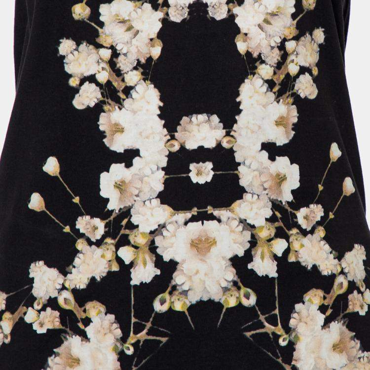 Pre Owned Givenchy Black Cotton Floral Printed Tank Top S