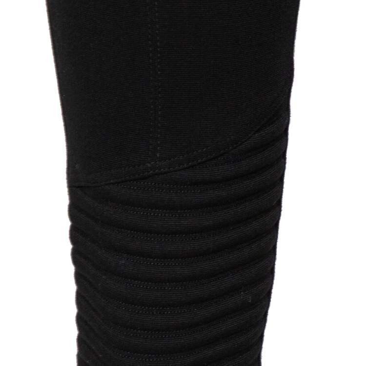 Pre Owned Givenchy Black Knit Quilted Paneled Zip Detail Leggings L