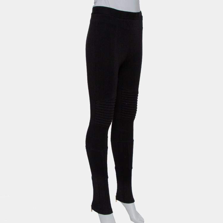 Givenchy Black Knit Quilted Paneled Zip Detail Leggings L Givenchy
