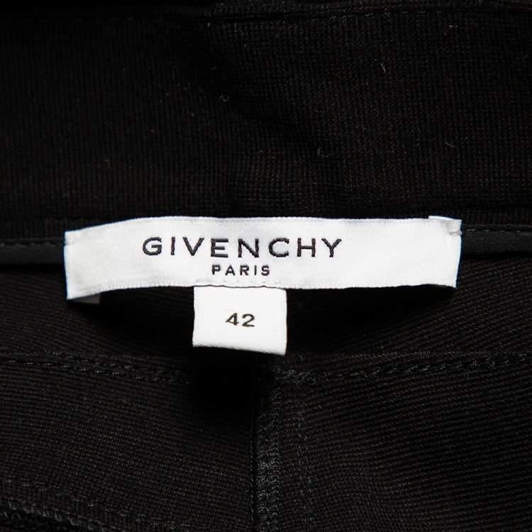 Pre Owned Givenchy Black Knit Zip Front Leggings M