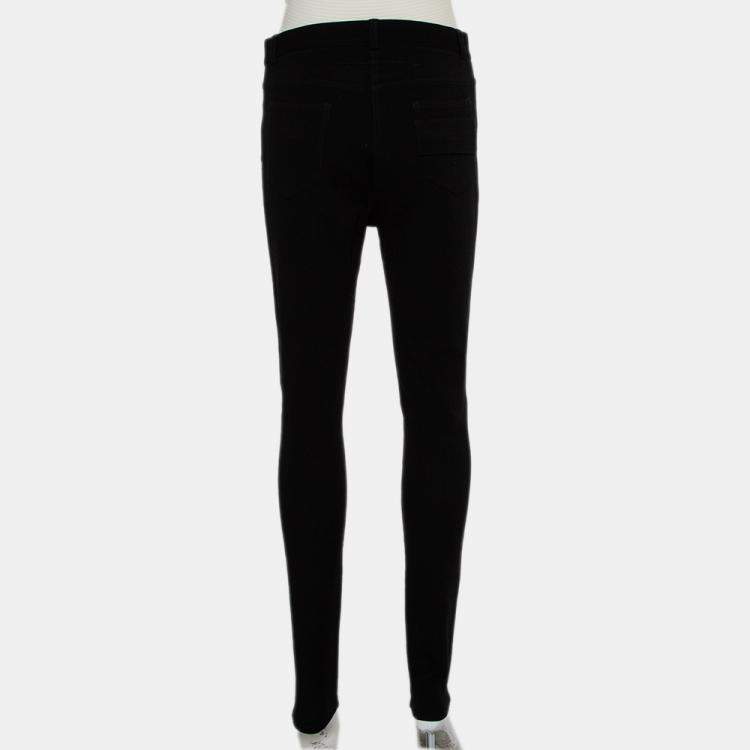 Pre Owned Givenchy Black Knit Zip Front Leggings M