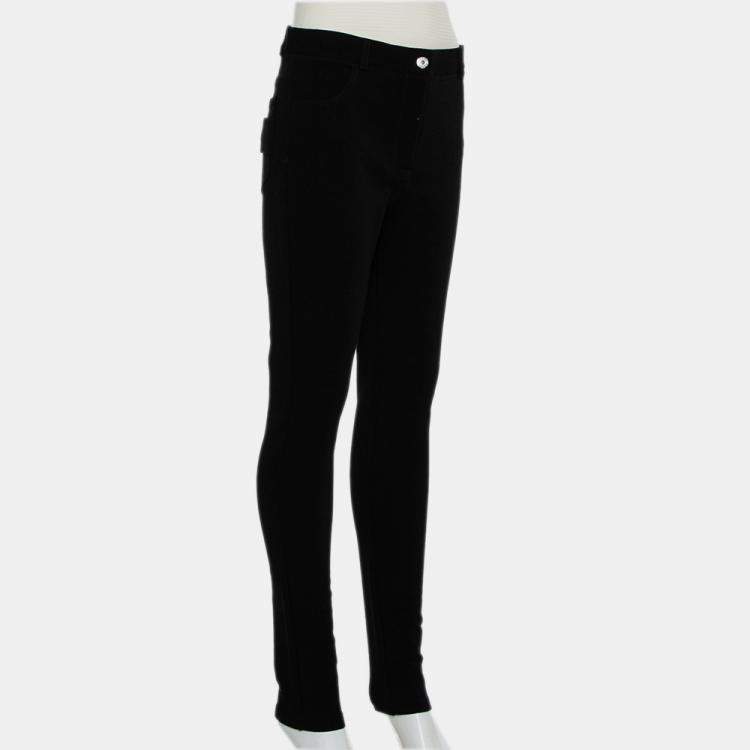 Pre Owned Givenchy Black Knit Zip Front Leggings M