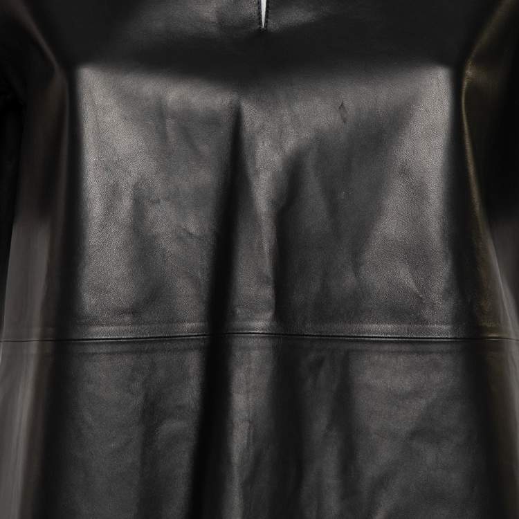 Pre Owned Givenchy Black Leather Short Sleeve Top M