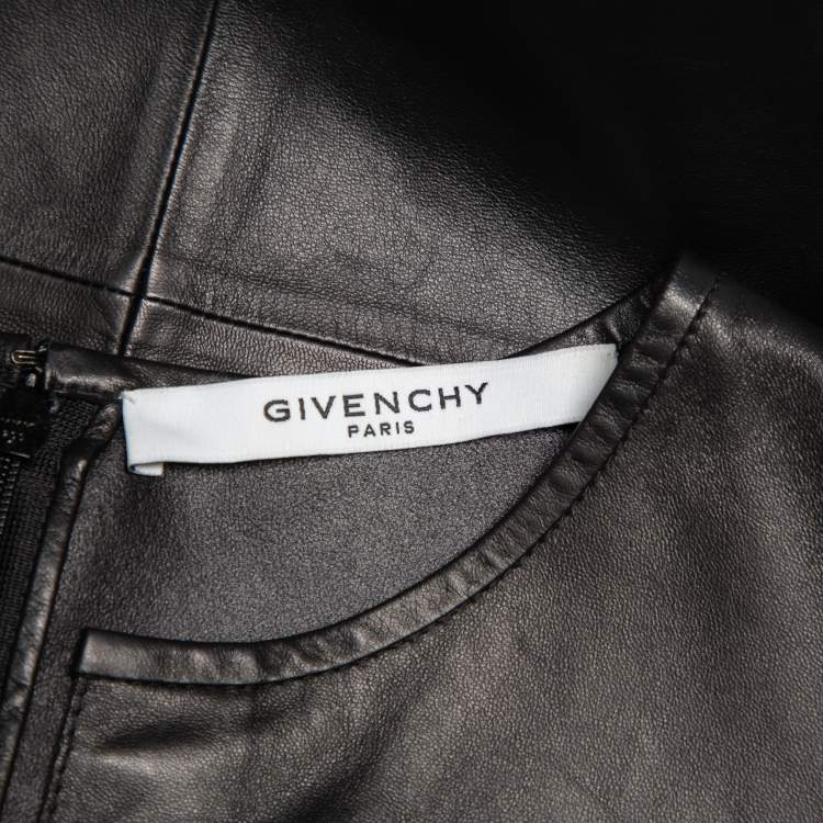 Pre Owned Givenchy Black Leather Short Sleeve Top M