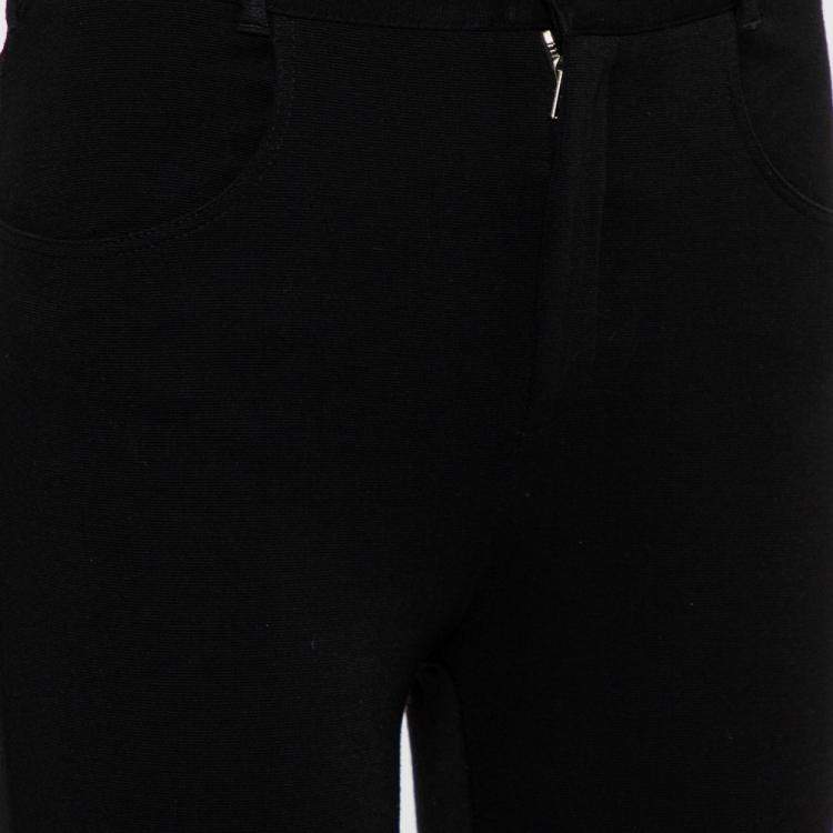 Pre Owned Givenchy Black Knit Zip Detail Leggings M