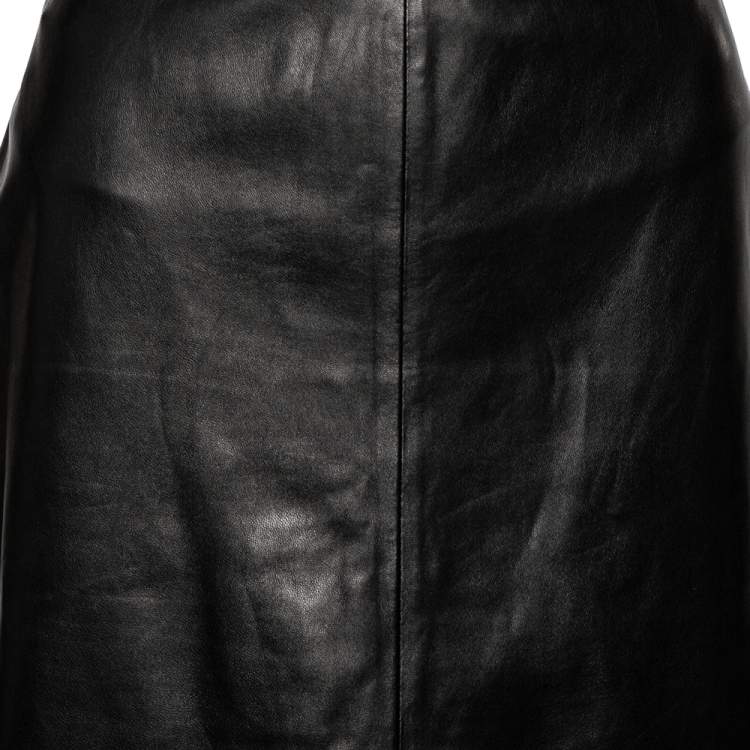 Pre Owned Givenchy Dark Brown Leather Pencil Skirt L