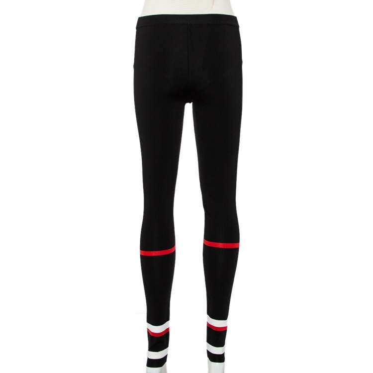 Pre Owned Givenchy Black Stretch Knit Contrast Stripe Detail Leggings S