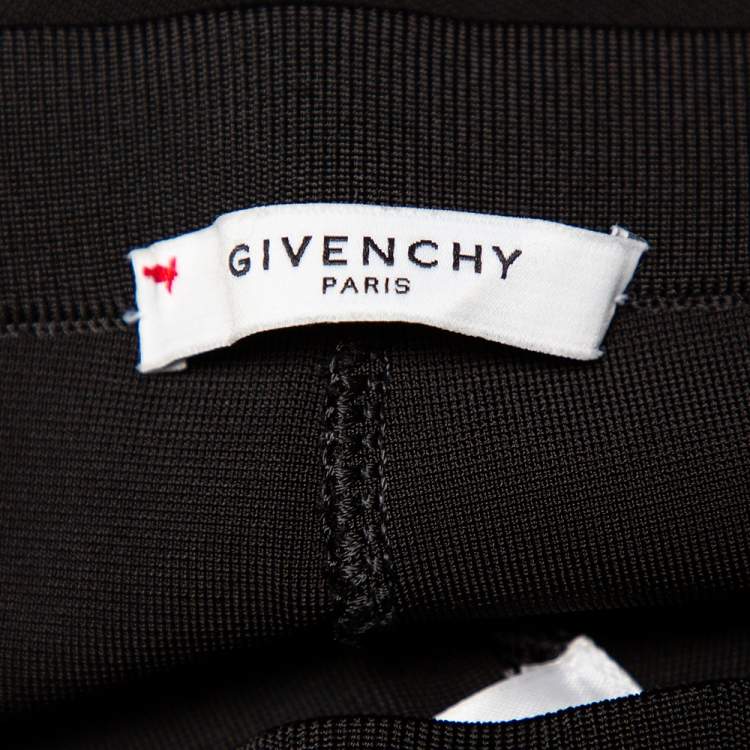 Pre Owned Givenchy Black Stretch Knit Contrast Stripe Detail Leggings S