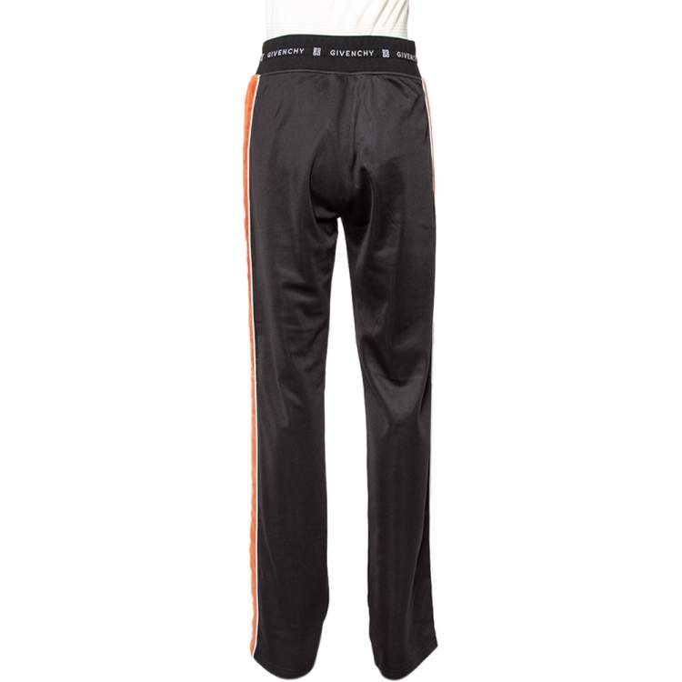 Pre Owned Givenchy Black Knit Contrast Velvet Band Detail Track Pants S