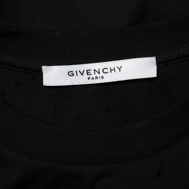 مملوكة مسبقًا Givenchy Black Logo Printed Cotton Distressed T-Shirt S