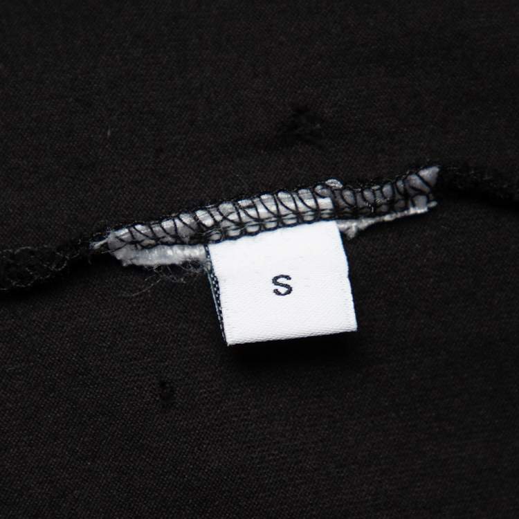 مملوكة مسبقًا Givenchy Black Logo Printed Cotton Distressed T-Shirt S
