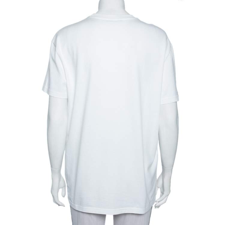 Pre Owned Givenchy White Vintage Logo Printed Cotton Oversized T-Shirt XS