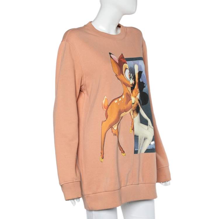 Pre Owned Givenchy Pink Pop Collage Printed Cotton Knit Long Sweatshirt S