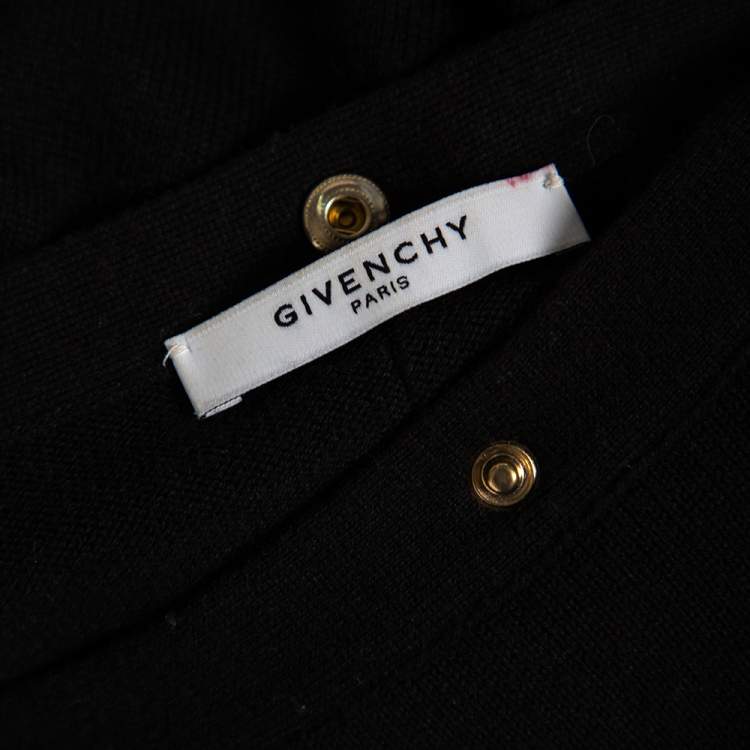 Pre Owned Givenchy Black Knit Buttoned Shoulder Detail Oversized Top XS 