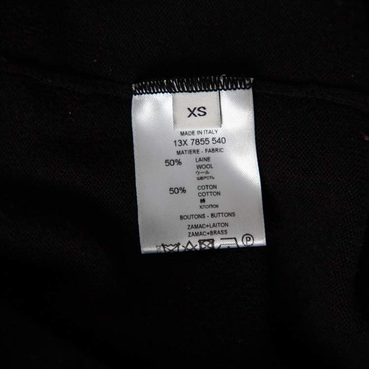 Pre Owned Givenchy Black Knit Buttoned Shoulder Detail Oversized Top XS 