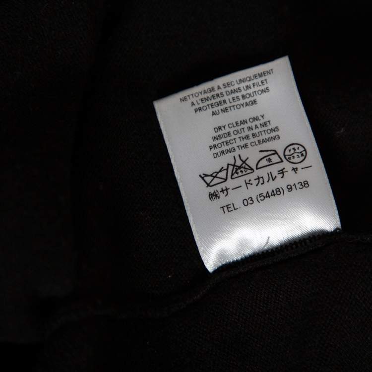 Pre Owned Givenchy Black Knit Buttoned Shoulder Detail Oversized Top XS 