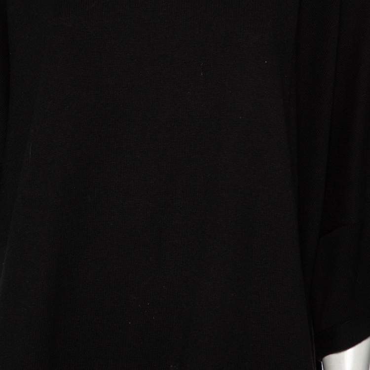 Pre Owned Givenchy Black Knit Buttoned Shoulder Detail Oversized Top XS 