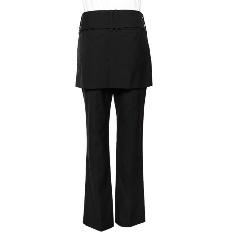 Pre Owned Givenchy Black Wool Belted Skirt Detail Trousers L 