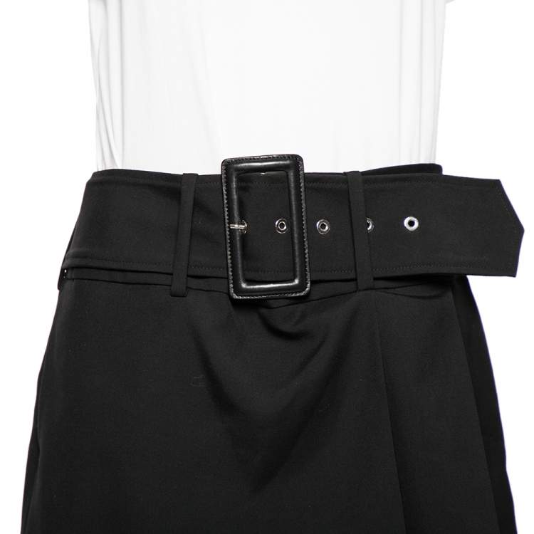 Pre Owned Givenchy Black Wool Belted Skirt Detail Trousers L 