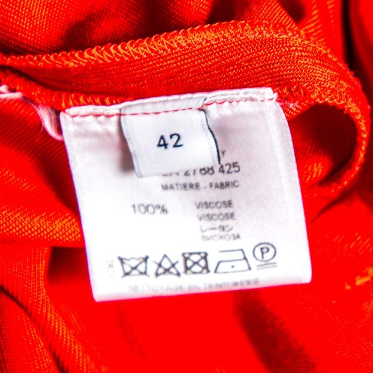 Pre Owned Givenchy Red Jersey Centre Slit Detail V-Neck Maxi Dress L