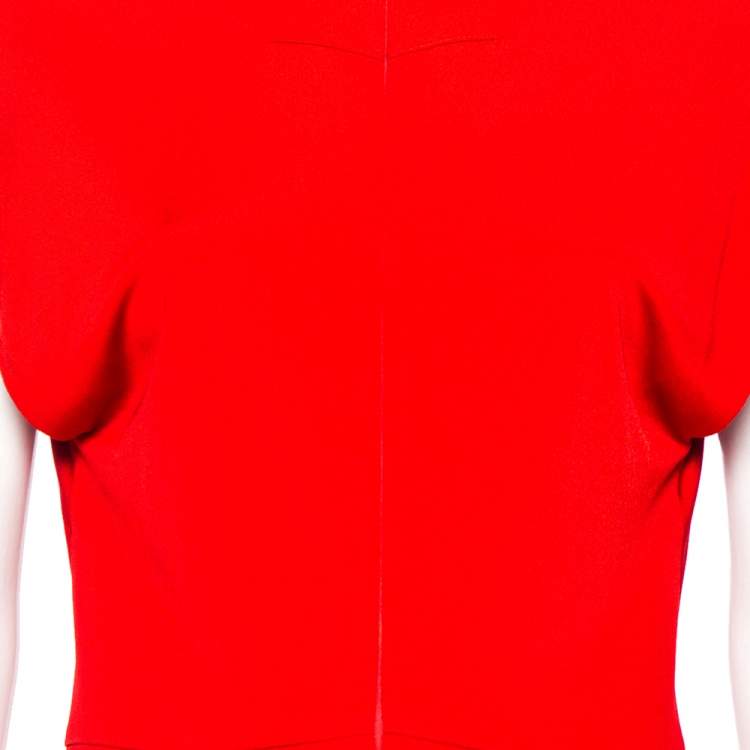 Pre Owned Givenchy Red Jersey Centre Slit Detail V-Neck Maxi Dress L