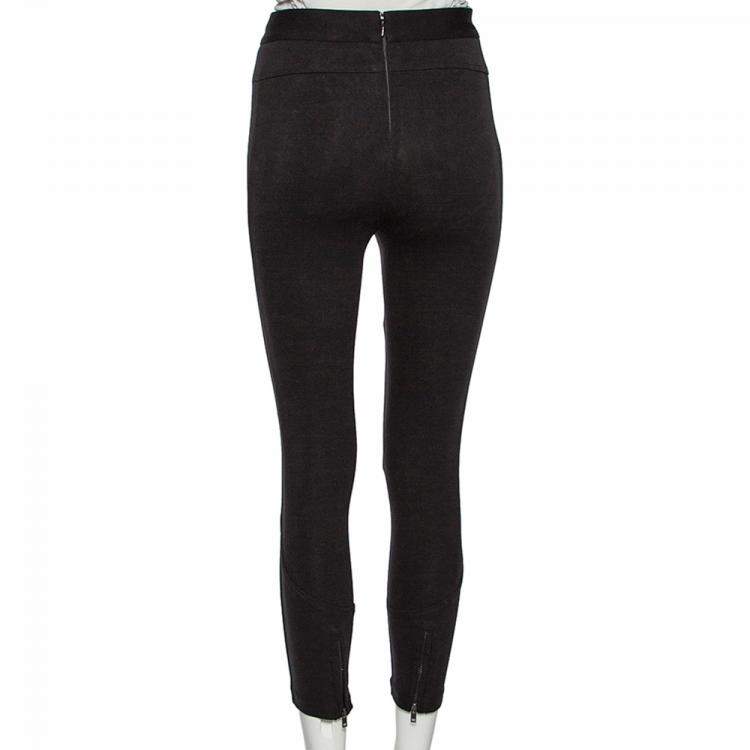 Pre Owned Givenchy Black Jersey Zipper Hem Detail Leggings S