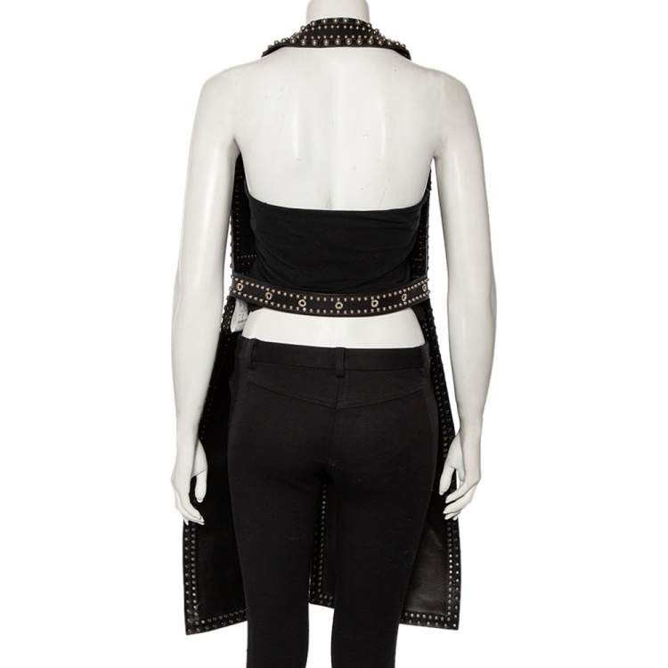 Pre Owned Givenchy Colorblock Paneled Studded Leather Backless Vest M