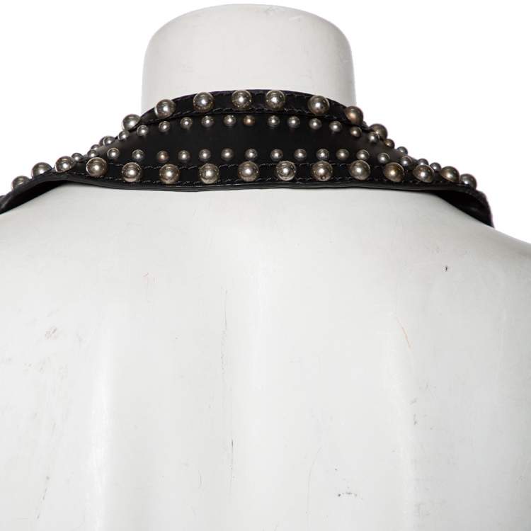 Pre Owned Givenchy Colorblock Paneled Studded Leather Backless Vest M