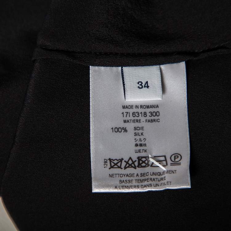 Pre Owned Givenchy Black Silk Sleeve Tie Detail Button Front Collarless Shirt M