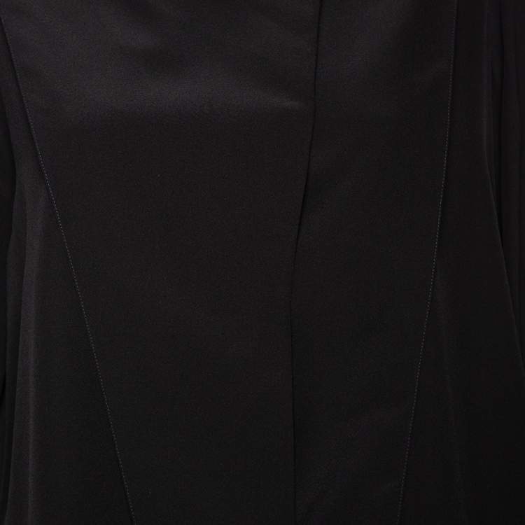 Pre Owned Givenchy Black Silk Sleeve Tie Detail Button Front Collarless Shirt M