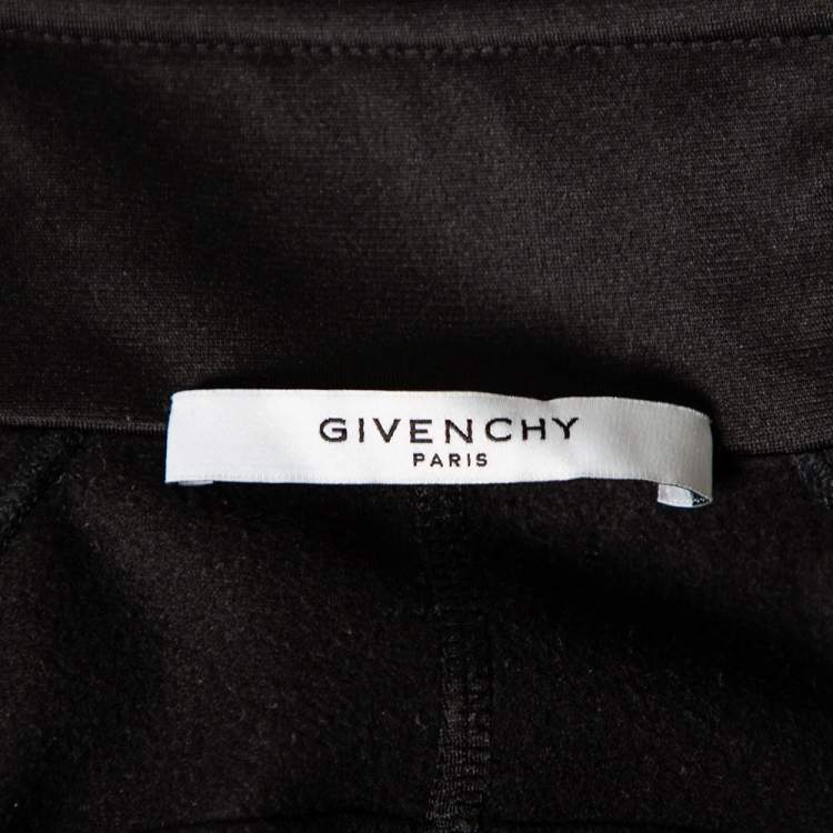 Pre Owned Givenchy Black Jersey Logo Trimmed Bomber Jacket M