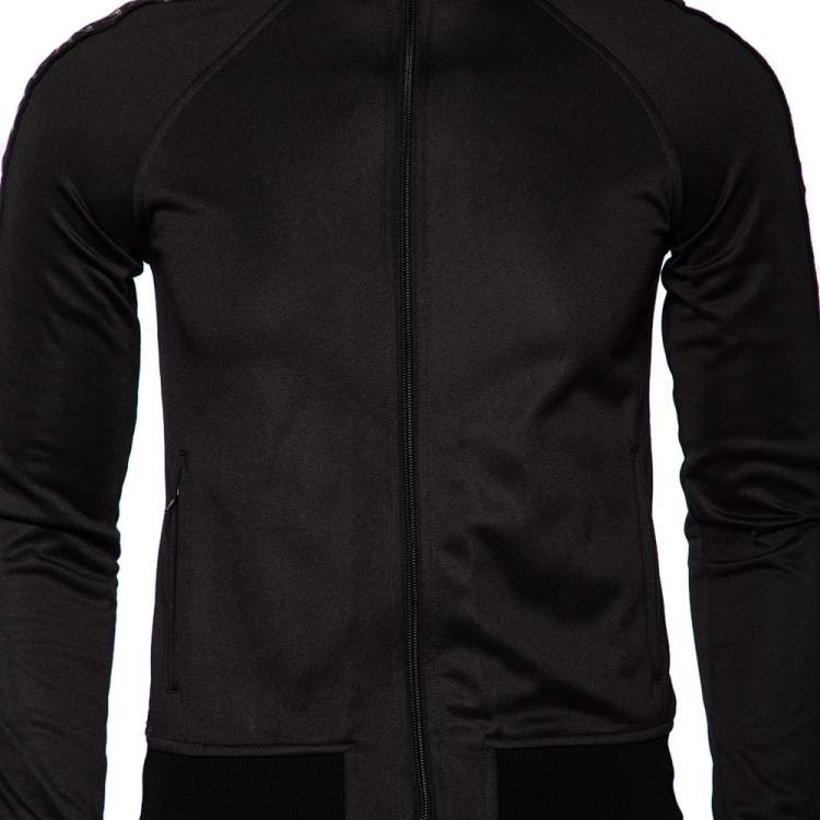 Pre Owned Givenchy Black Jersey Logo Trimmed Bomber Jacket M