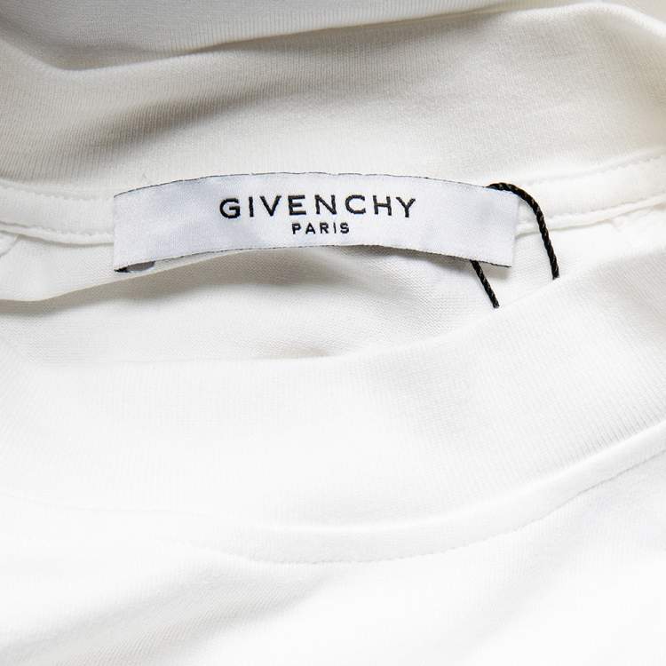 Pre Owned Givenchy White Cotton Logo Embroidered Batwing Sleeve Top XS
