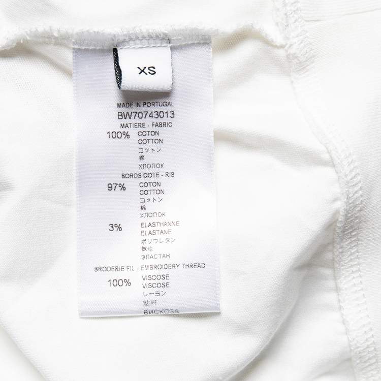 Pre Owned Givenchy White Cotton Logo Embroidered Batwing Sleeve Top XS