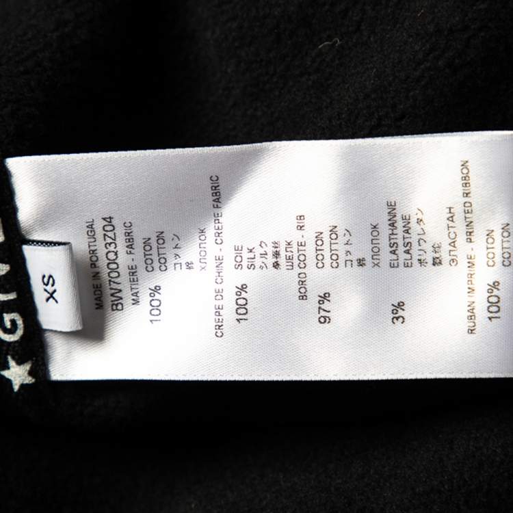 Pre Owned Givenchy Black Cotton Logo Printed Silk Tie Detail Oversized Hooded Sweater Dress XS